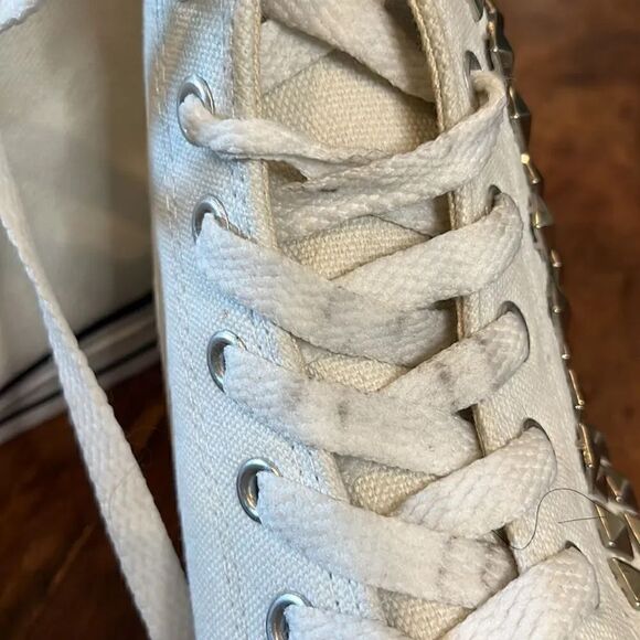 Manoush silver studded white canvas high top sneakers, size 37 EU, 6.5 U.S.! - Picture 11 of 12